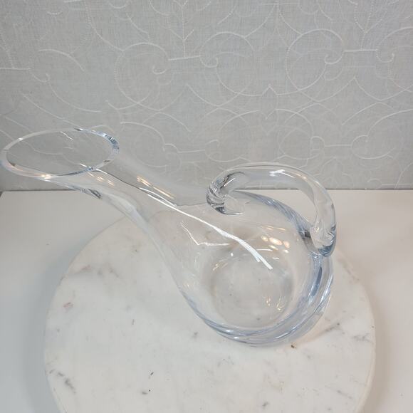 Vintage Crystal Wine Decanter 12" Clear Slanted Aerator Pitcher Handle Heavy - Picture 7 of 9